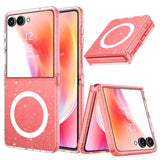Magnetic For Samsung Galaxy Z Flip7 Case Clear Crystal Glitter, [Compatible With Magsafe] Shockproof Sparkly Flash Cute Women Girls Protective Case For Samsung Z Flip7 5G 6.9”, Glitter Clear