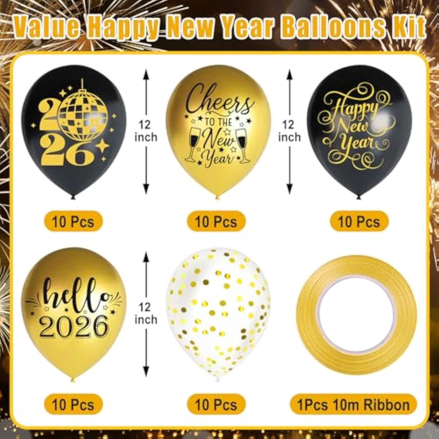 Happy New Year 2026 Banner NYE Party Decorations Supplies