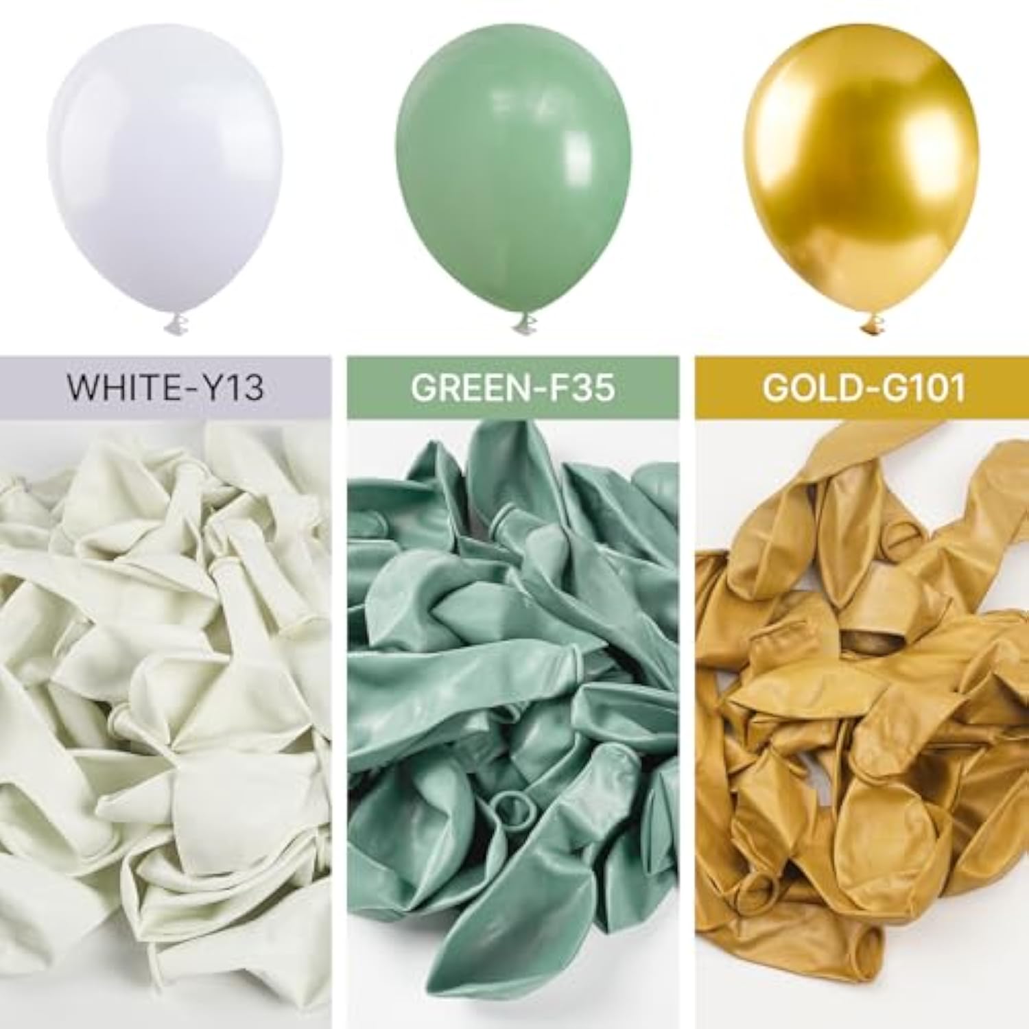 154-Pc Sage Green & Gold Balloon Arch Kit for Parties