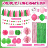 Pink And Green Party Decorations Witch And Princes Balloons Paper Pom Poms Foil Fringe Curtain Paper Tassel Garland Fans Lanterns Circle Dots Garland For Birthday Baby Shower Bridal Shower Supplies