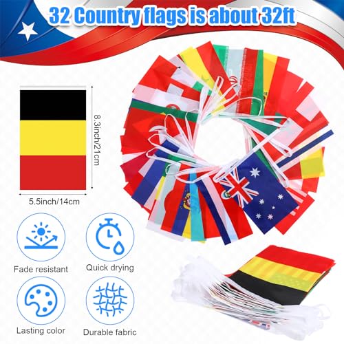 3 Pcs International Country Flag World Porch Banner Back to School
