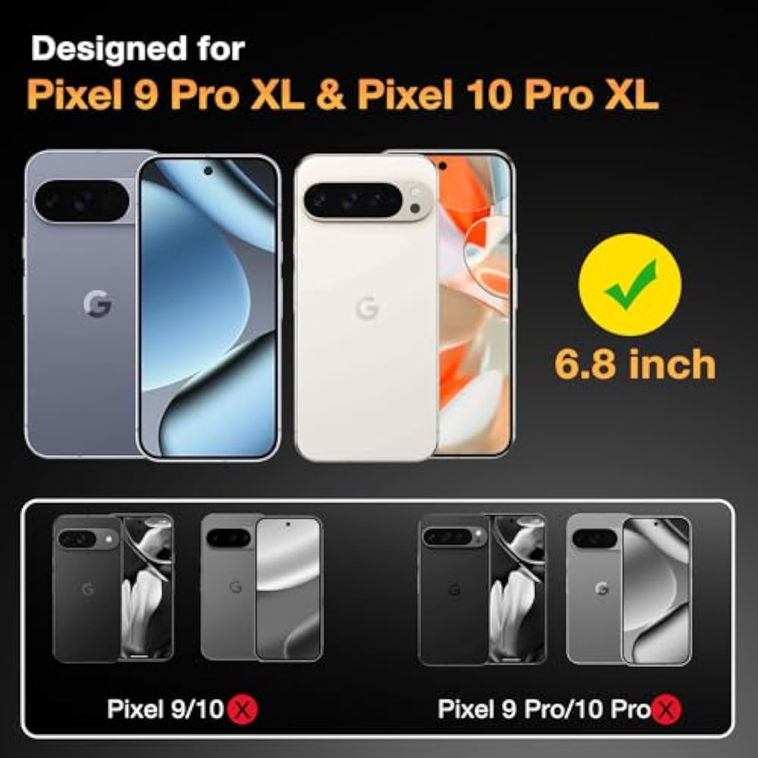 Pixel 9 Pro XL Privacy Screen Protector 2 Pack, 9H Glass, Fingerprint Unlock