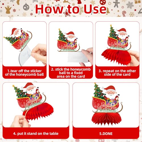 9 Pcs Christmas Honeycomb Centerpieces – Holiday Table Decorations with Gingerbread Man, Christmas Tree, Snowman, Santa, Stocking, Wreath, Candy Cane, Penguin and Bells for Xmas Party Supplies