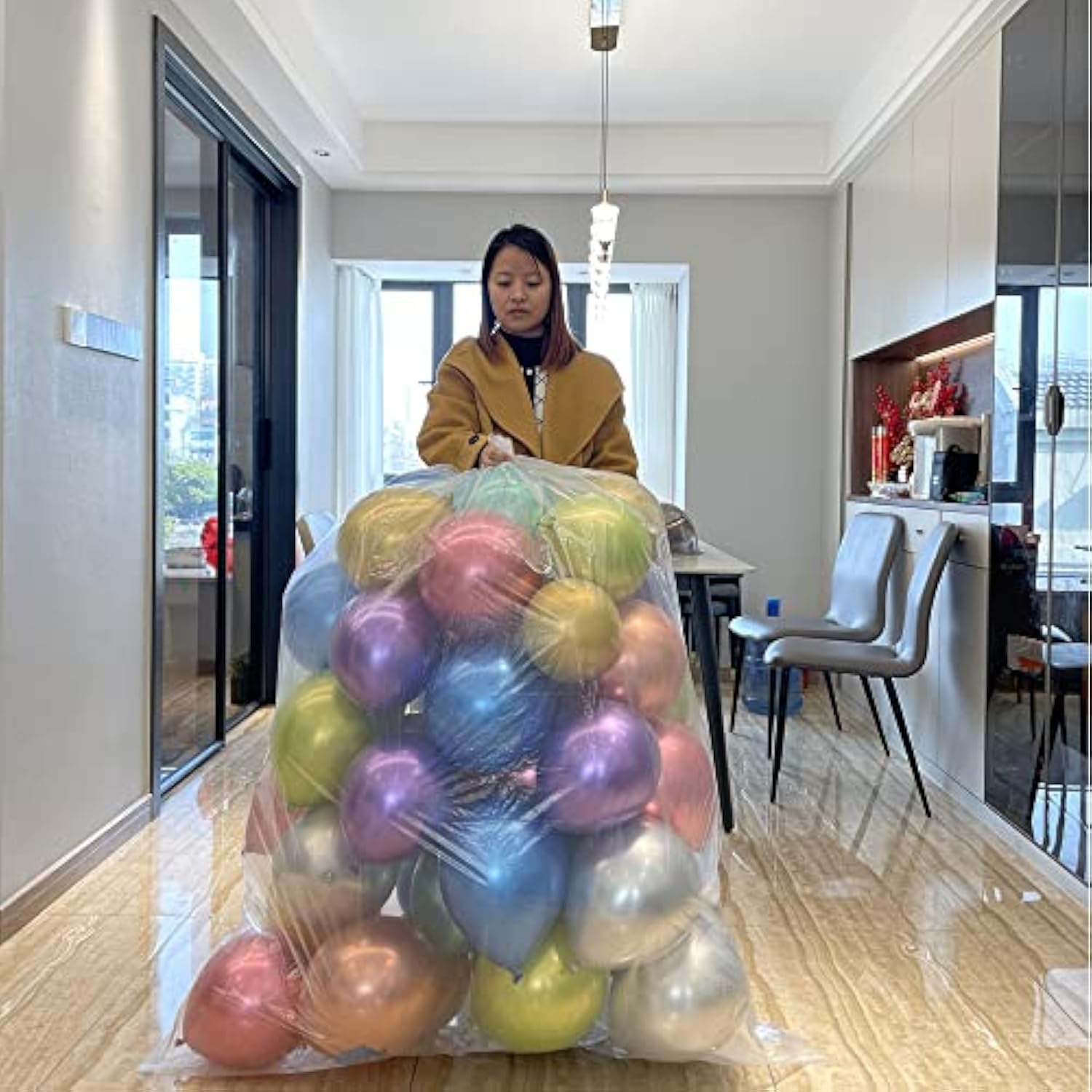 2pc Clear Giant Balloon Storage Bags (98x59 & 59x47 in) for Parties