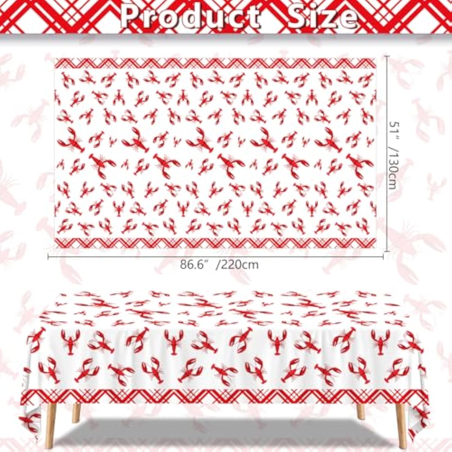 4Pcs Crawfish Tablecloth Birthday Party White And Red Crawfish Table Covers 51 X 86 Rectangle Lobster Table Cloth For Birthday Party Baby Shower Wedding Decoration Supplies