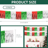 5 Pack 10ft Christmas Foil Fringe Garland Red Silver Green Party Decorations