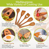 MFC 5-Piece Wooden Cooking Spoons - Kitchen Spatula Set from Natural Cherry Wood - Wooden Spoons for Cooking - Funny Utensil Set with Smiley Faces - Cooking Multipurpose Wood Utensils