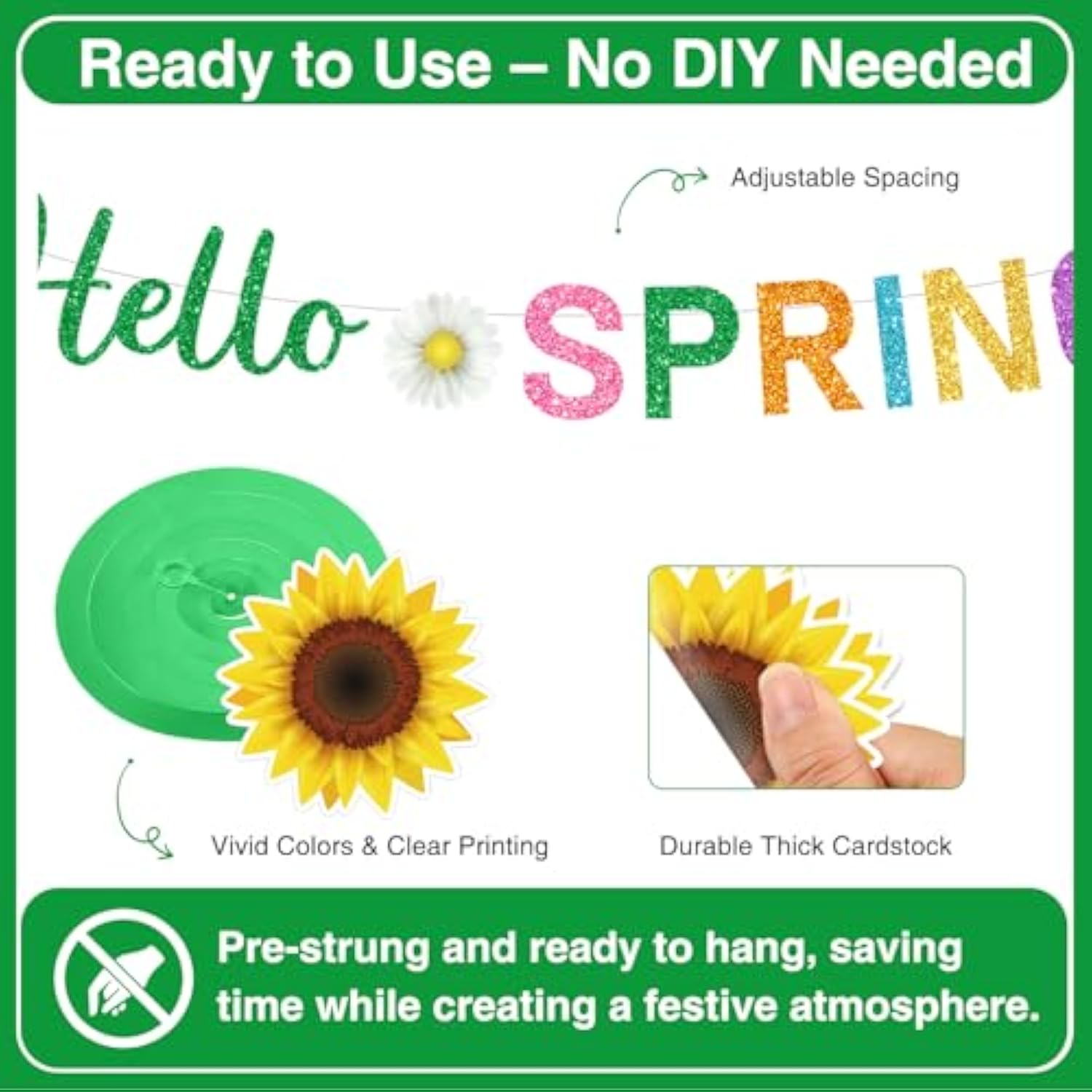 Spring Party Decorations, Hello Spring Decor Include 2Pc Hello Spring Banner And 24Pc Hanging Spring Decorations, Flower Hanging Decorations Spring Decorations For Home Office Classroom
