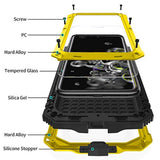 Compactible With Note 20 Ultra Metal Case With Screen Protector Military Rugged Heavy Duty Shockproof With Stand Camera Protector Full Cover Case For Note 20 Ultra (Yellow)