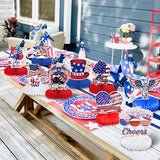 9 Pcs 4th of July Honeycomb Centerpieces Table Decor, Patriotic Independence Day Party Decorations, American Flag, Statue of Liberty, Fireworks, and Star-Spangled Ornaments for Memorial Day