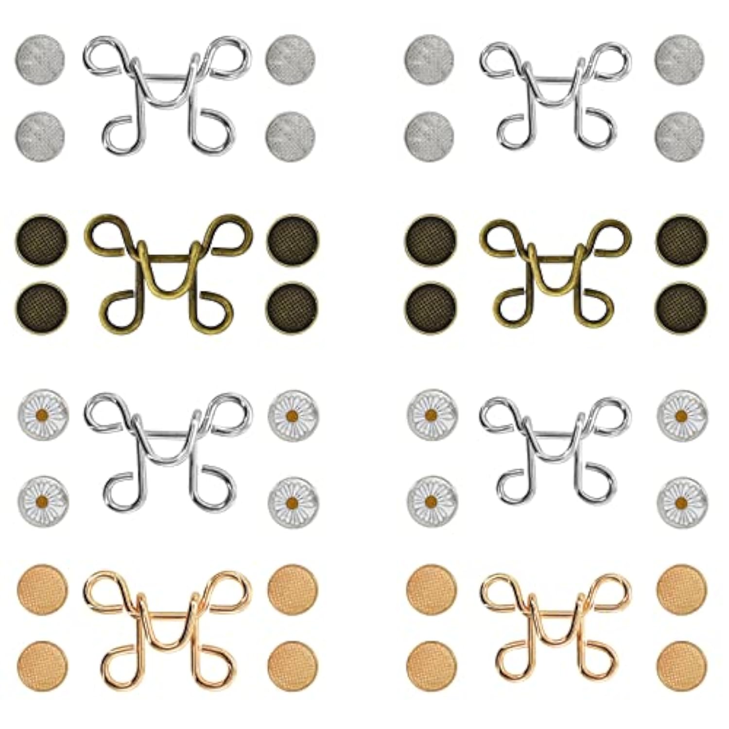 40 Pieces Adjustable Waist Buckle Extender For Jeans Set 4 Styles 2 Si