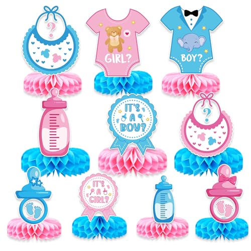 Gender Reveal Decorations - 10PCS Baby Gender Reveal Centerpieces for Table Boy or Girl Blue and Pink Gender Reveal Decorations He or She Pregnancy Announcements Decor