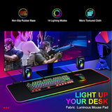 Talk Works Extra Large Rgb Gaming Mousepad - Non-Slip Rubber Base, Micro-Textured Durable Cloth, 7 Colors, 14 Lighting Modes, On/Off Light Switch, Usb Device Interface - 12 X 31.5 Inches, Black