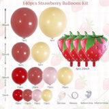 140Pcs Strawberry Balloon Arch Garland Kit With Red Pink Nude Strawberry Balloon For Berry First Baby Shower Themes, Birthday Decorations, Valentine'S Day Party Supplies