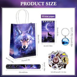 48 Pcs Wolf Party Favors Party Decor Birthday Supply Wolf Paper Bag Gift Mini Notebook Keychain Slap Bracelet Sticker For Baby Shower Holiday