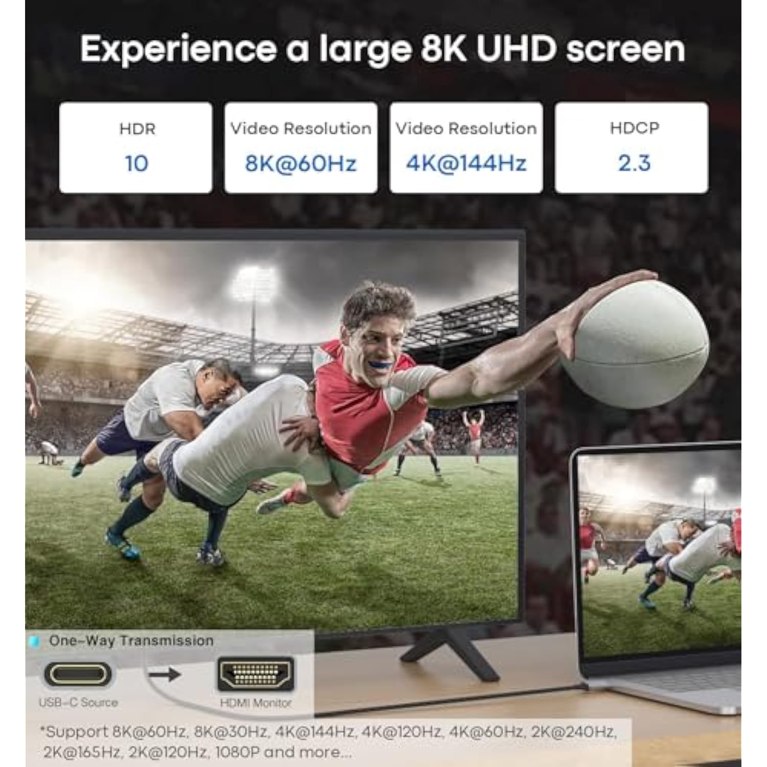 Usb C To Hdmi 2.1 Cable [8K@60Hz,4K@144Hz,2K@165Hz] 6Ft Type C To Hdmi 8K Brai