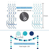 Blue Birthday Decorations Banner Honeycomb Balls Circle Garland Hanging Swirls