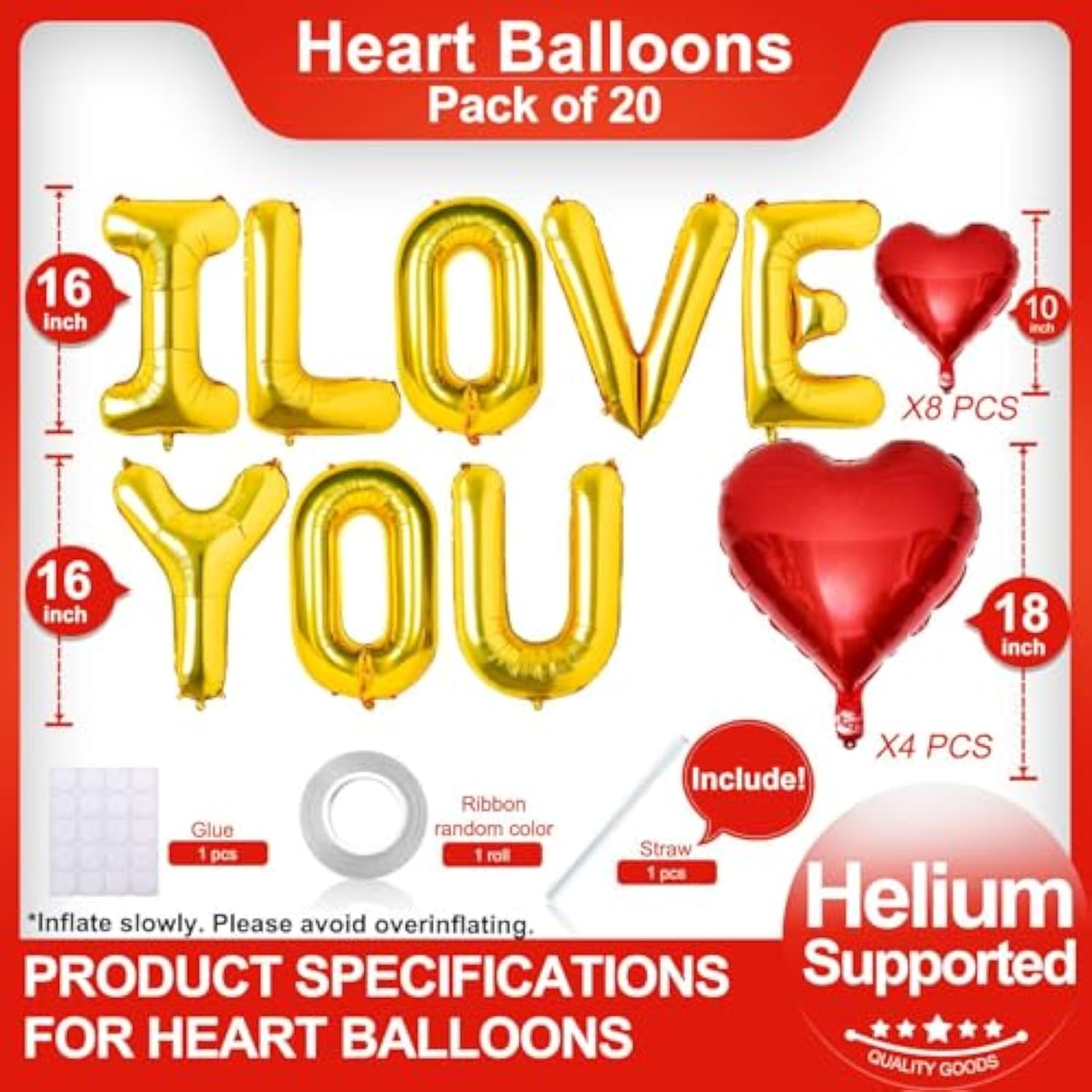 I Love You Balloons And Red Heart Balloons Kit Red Valentines Day Decorations Love Balloons For For Valentines Day Bridal Shower Wedding Romantic Special Night Party Supplies Decorations
