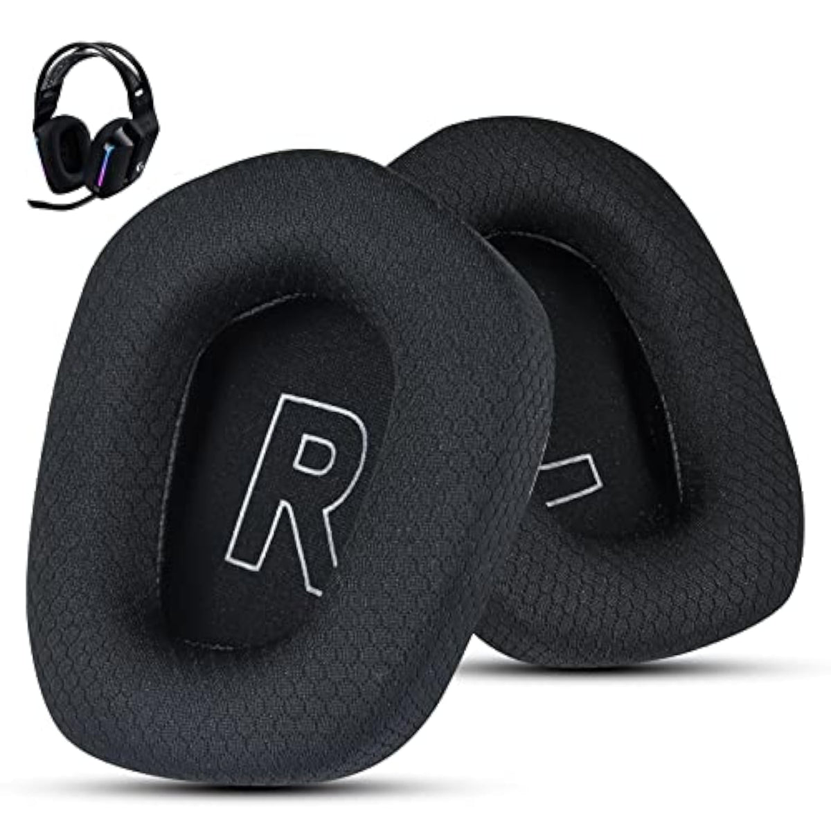 Fabric Replacement Ear Pads For Logitech G733 Gaming Headset, Also Fit Logitech G335 Wireless Headphone, Earpads Accessories With Soft Mesh Fabric & Isolation Foam (Black)