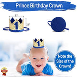 Baby Boy 1St Birthday Decorations With Birthday Crown - First Birthday Boy Decorations - Cake Smash Party Supplies - Happy Birthday And Highchair One Burlap Banner, Number One Balloon, Cake Topper.