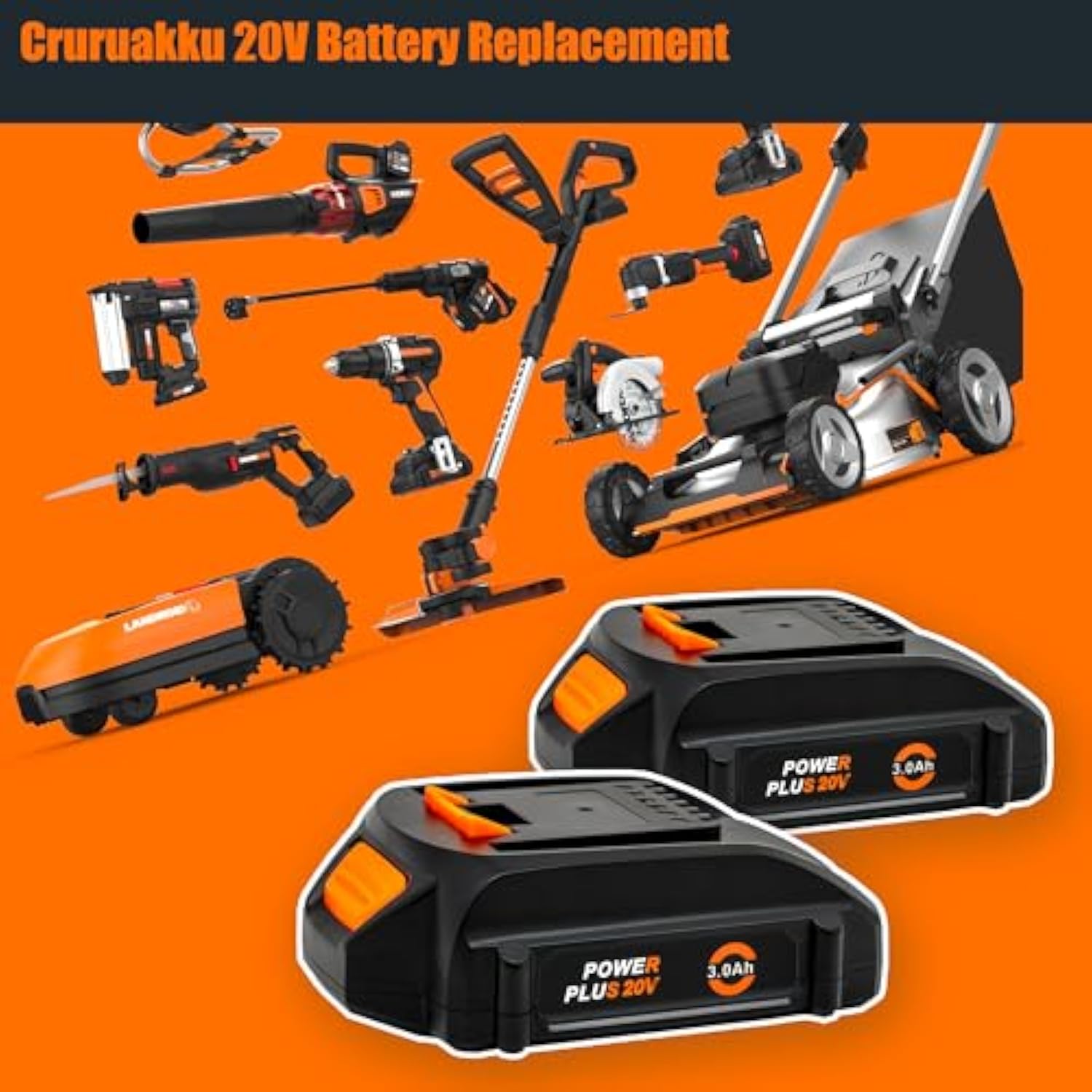 Battery Replacement For Wor Battery 20V And Battery Charger For 20 Volt Lithium Battery Wa3520 Wa3525 Wa3575 Wg151S Wg155S