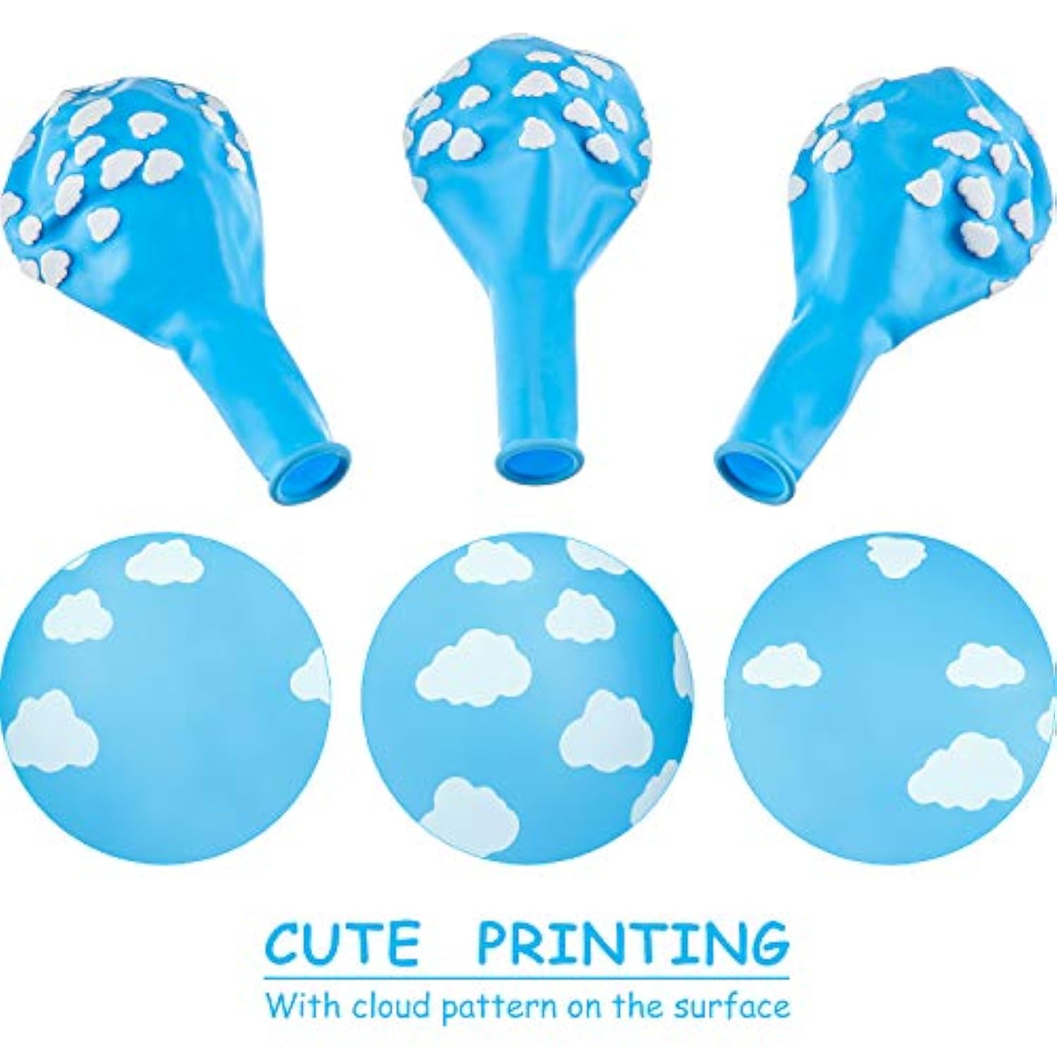 36 Pieces Blue Cloud Latex Balloons Mid Cloud Matte 12 Inch Balloons Light Blue And White Print Decoration For Baby Shower Boys Girls Birthday Party Supplies