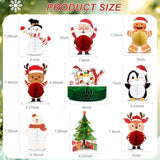 9pcs Cute Christmas Honeycomb Table Centerpieces with Santa Snowman Reindeer