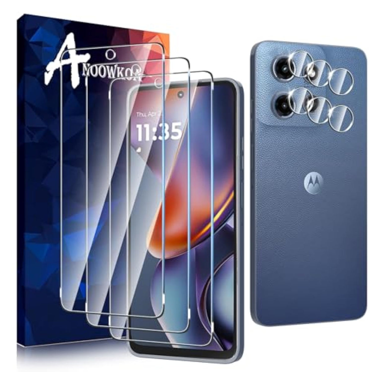 3-Pack Screen and Camera Lens Protector for Moto G 2025 9H Bubble-Free