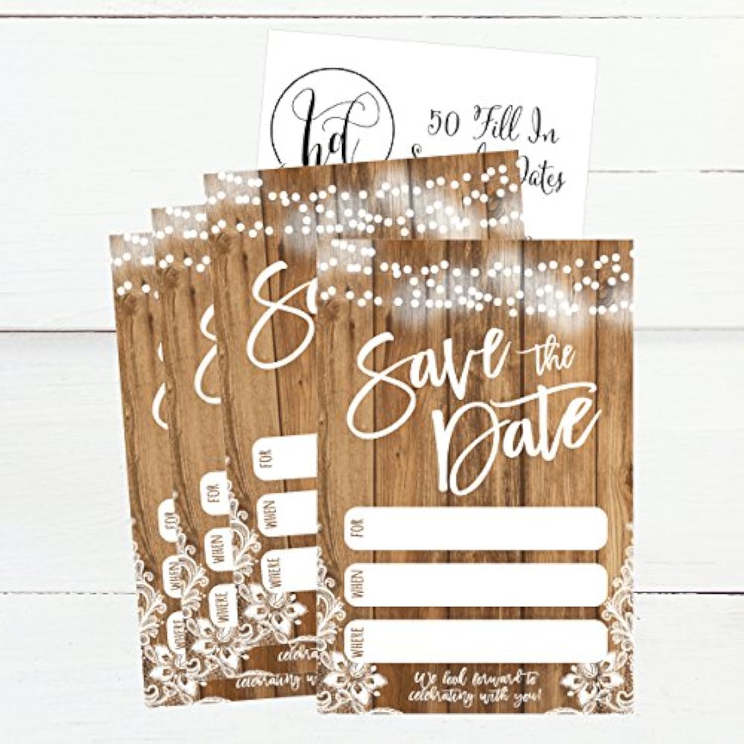 50 Rustic Save The Date Cards For Wedding, Engagement, Anniversary, Baby Shower, Birthday Party, Etc Save The Dates Postcard Invitations, Simple Blank Event Announcements