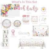 Wildflower Baby Shower Decorations For Girl, All-In-One Set A Wildflower Is On The Way Baby Shower Decor, Wildflower Balloon Arch Cake Topper Tableware Balloon Box Backdrop Sash Corsage, Etc