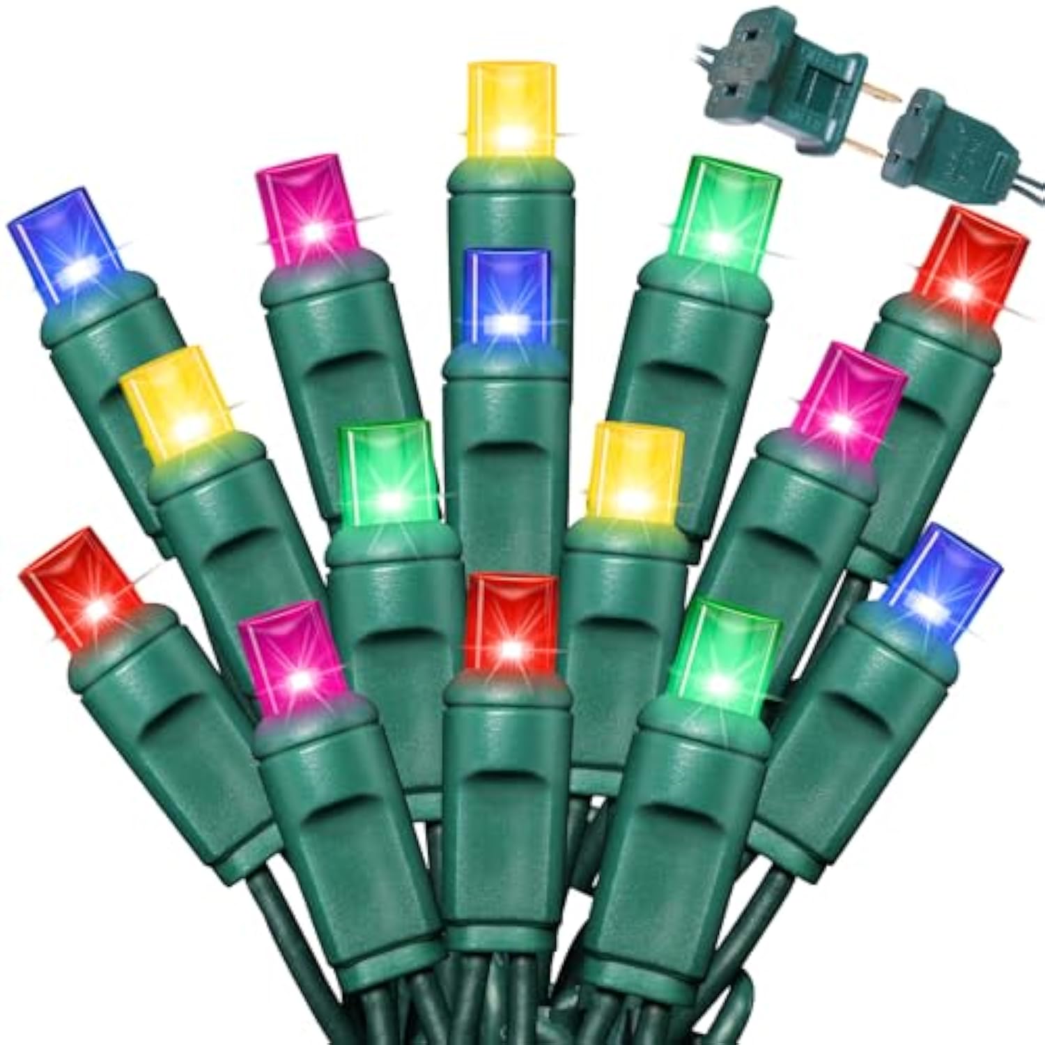 50Led String Lights,Led Christmas Lights,6" Spacing,Green Wire,Multicolor,Commercial Grade
