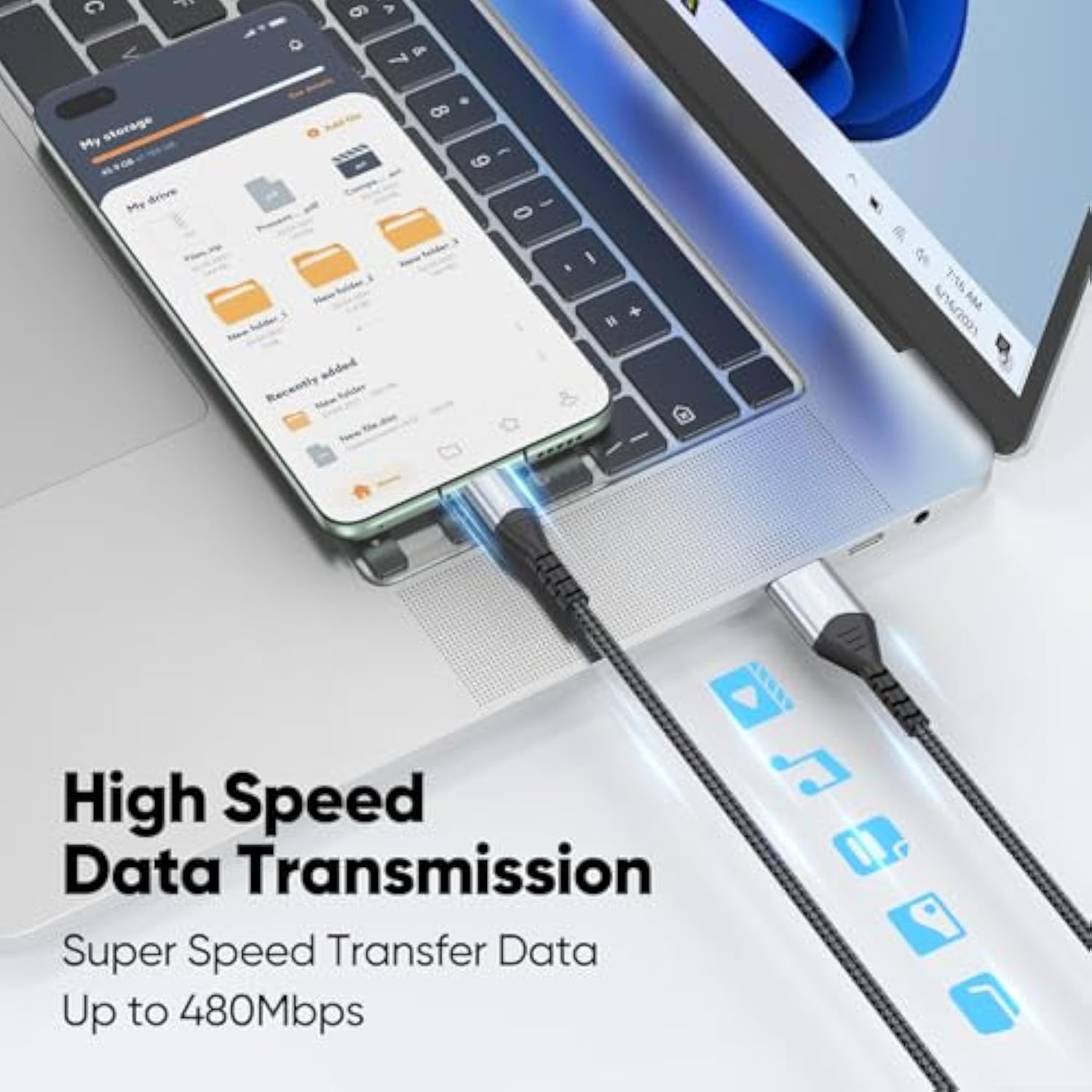 Usb To Micro Usb Cable 10 Ft Long 480Mbps Data Transfer & 12W Charging, Microusb 2.0 Charger Cord 10Ft For Ps4 Old Kindle Android Phones Raspberry Pi 3 And More