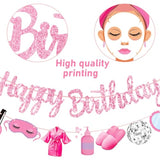 Spa Birthday Party Banners Pink Spa Day Birthday Decorations 3Pcs Makeup Party Banners Spa Themed Party Supplies For Girls Princess Bridal Shower Party Decor