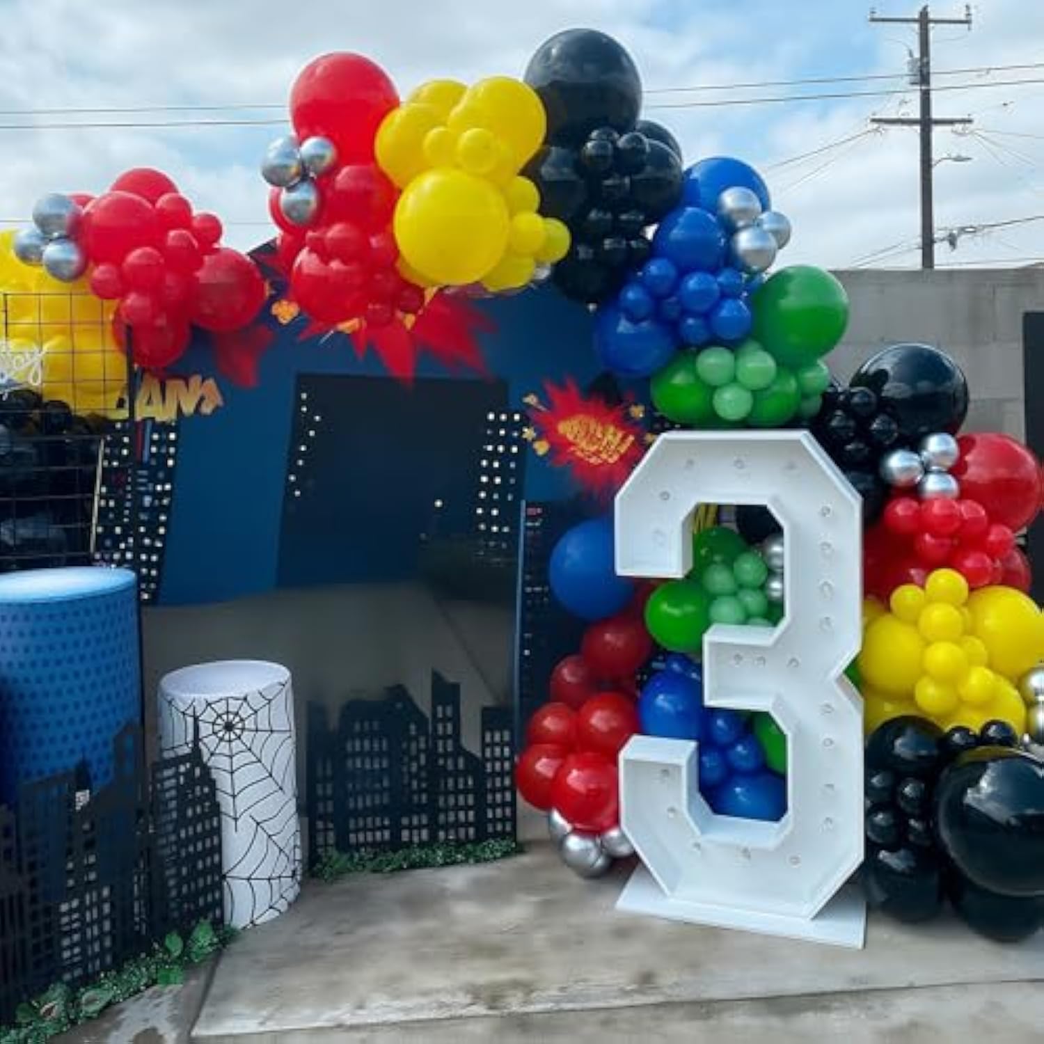 Red Yellow Blue Green Black Silver Balloon Arch Garland Kit-142Pcs Diy Metallic Chrome Colourful Balloon For Superhero Themed Party Baby Shower Graduation Birthday Decorations