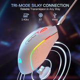 M810 Max 3-Mode Wireless Gaming Mouse, 12000 Dpi Wired/Wireless Rgb Mouse W/Rapid Fire Key, 8 Macro Buttons, 188-Hour Reliable Power Capacity For Pc/Mac/Laptop