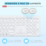 seenda Wireless Keyboard and Mouse, USB & Type C 2-in-1 Receiver, SK73-3 Full Size White Wireless Keyboard Mouse Combo, Compatible for Windows, MacBook Pro/Air, Laptop, Desktop, PC - White