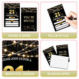 21Th Birthday Invitations With Envelopes - Black Gold Glitter Fill-In Invites Cards - Surprise Birthday Party Invitation Card For Him/Her - Adults Birthday Party Favors Supplies Decorations (20 Pack)