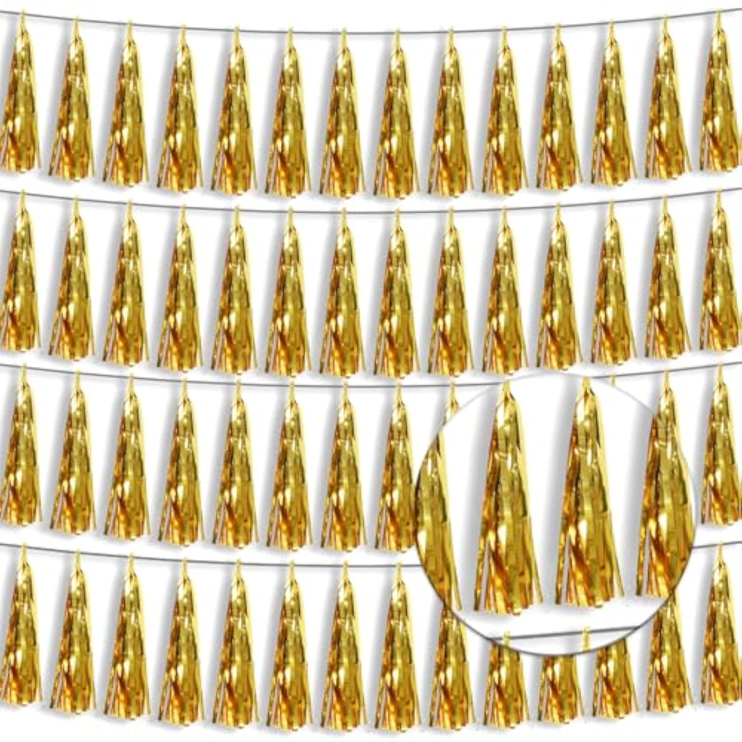 4pc Gold Foil Fringe Tassel Banners Metallic Tinsel Streamers & Backdrop