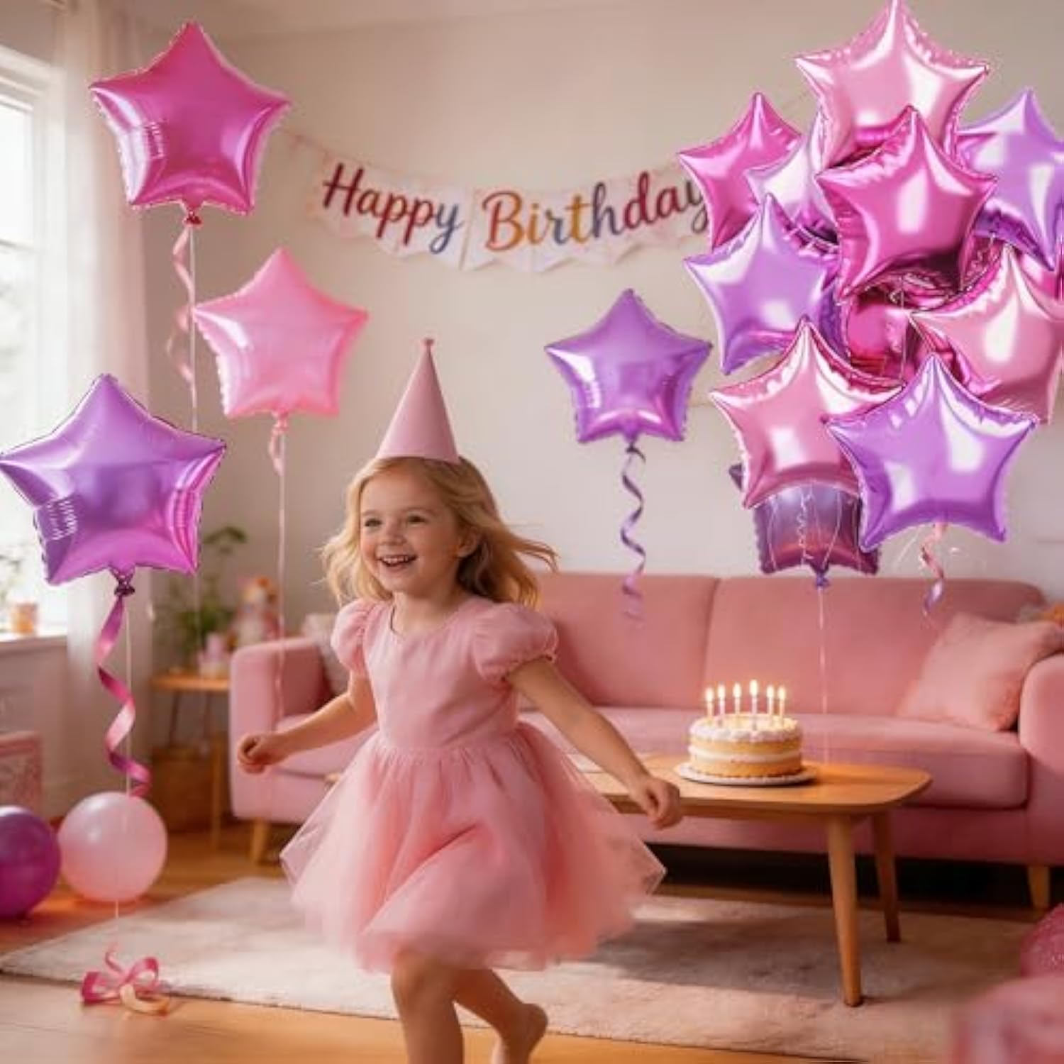 Purple Pink Star Foil Balloons Set, 18 Inch 12 Pcs Lavender Pink Pentagram Aluminum Foil Balloons Hot Pink Purple Stars Shape Mylar Helium Balloons For Girls Women Birthday Wedding Baby Shower