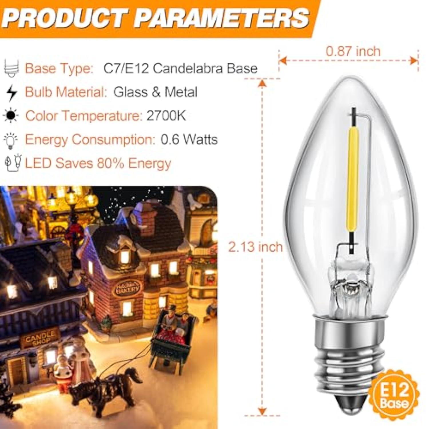 3 Pack Accessory Cord With 6 Led Bulbs, 11.5 Ft Christmas Village Light With On/Off Switch Plugs And Spare Fuse For Hall
