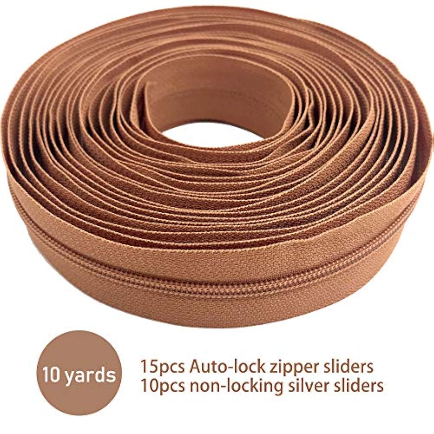 10Yards Bulk Zippers #3 Nylon Coil Zippers By The Yard With 15Pcs Auto