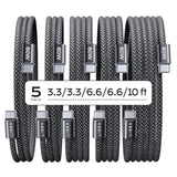 Usb C Cable, 5-Pack [3.3/3.3/6.6/6.6/10Ft] Usbc To Usbc Cable For 16E 15 Pro Max Charger Cord, 60W (3.1A) C To C Cable Fast Charging For Samsung S25/S24/23, Switch 2, Ipad, Macbook