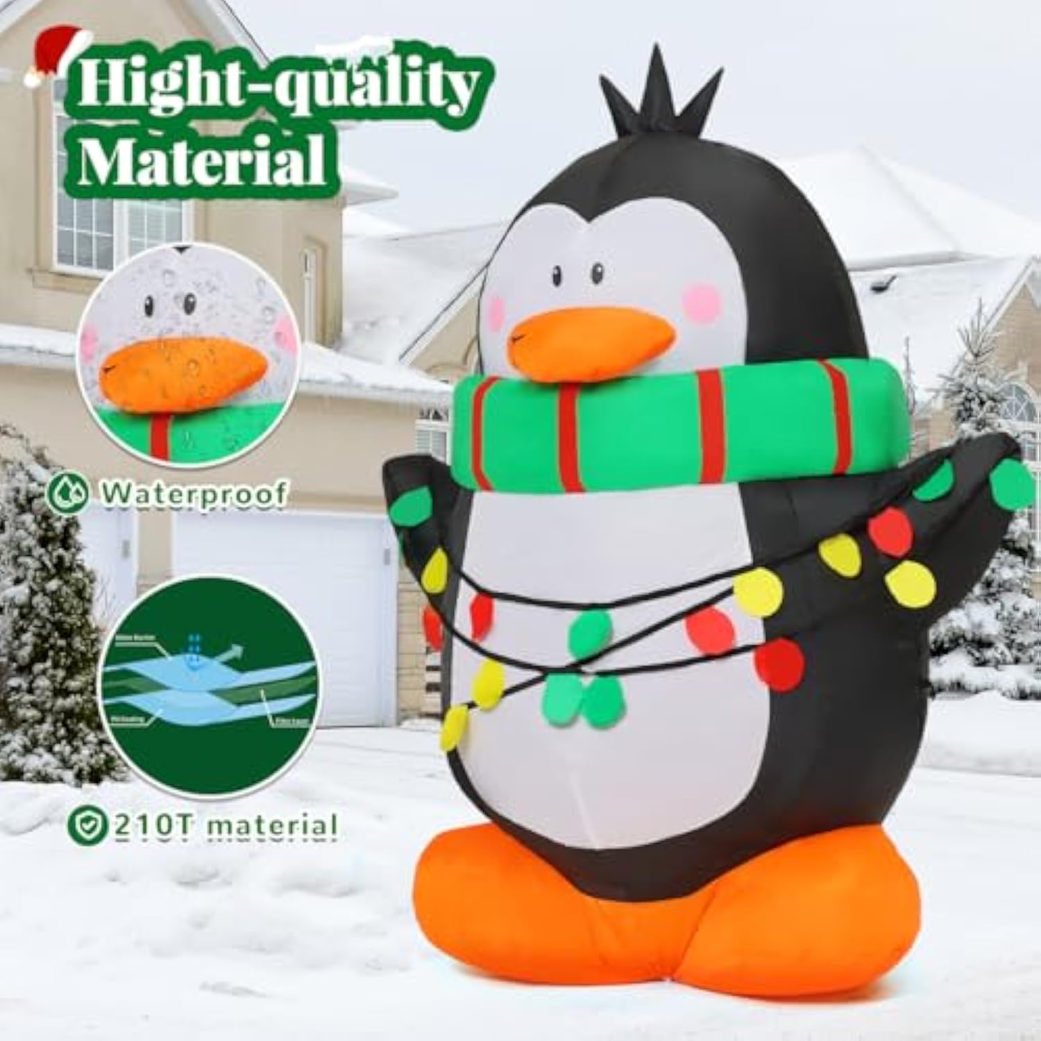4.2 Ft Christmas Inflatables Outdoor Decoration Penguin Inflatables Christmas Blow Up Yard Decorations With Led Lights C