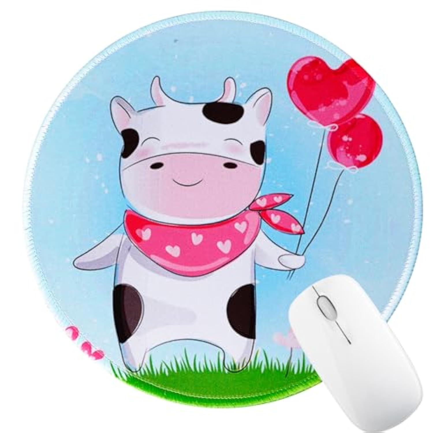 Round Mouse Pad, Cute Funny Small Mouse Pad 8.6 X 8.6 Inch With Non-Slip Rubber Base, Stitched Edge Mouse Pad Fine Mouse Pads For Desk Accessories Laptop Gaming Office Supplies Decor (Calf)