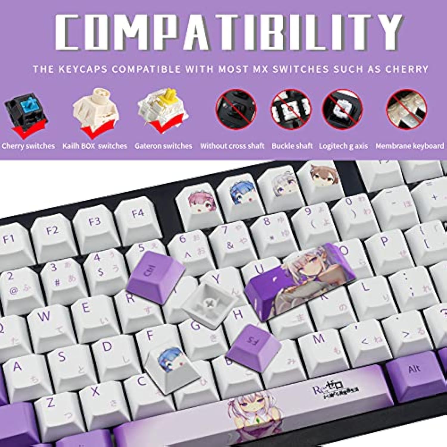 Keycaps,Pbt Keycap Cherry Profile, 104 Key Set For Mechanical Keyboards, Engli