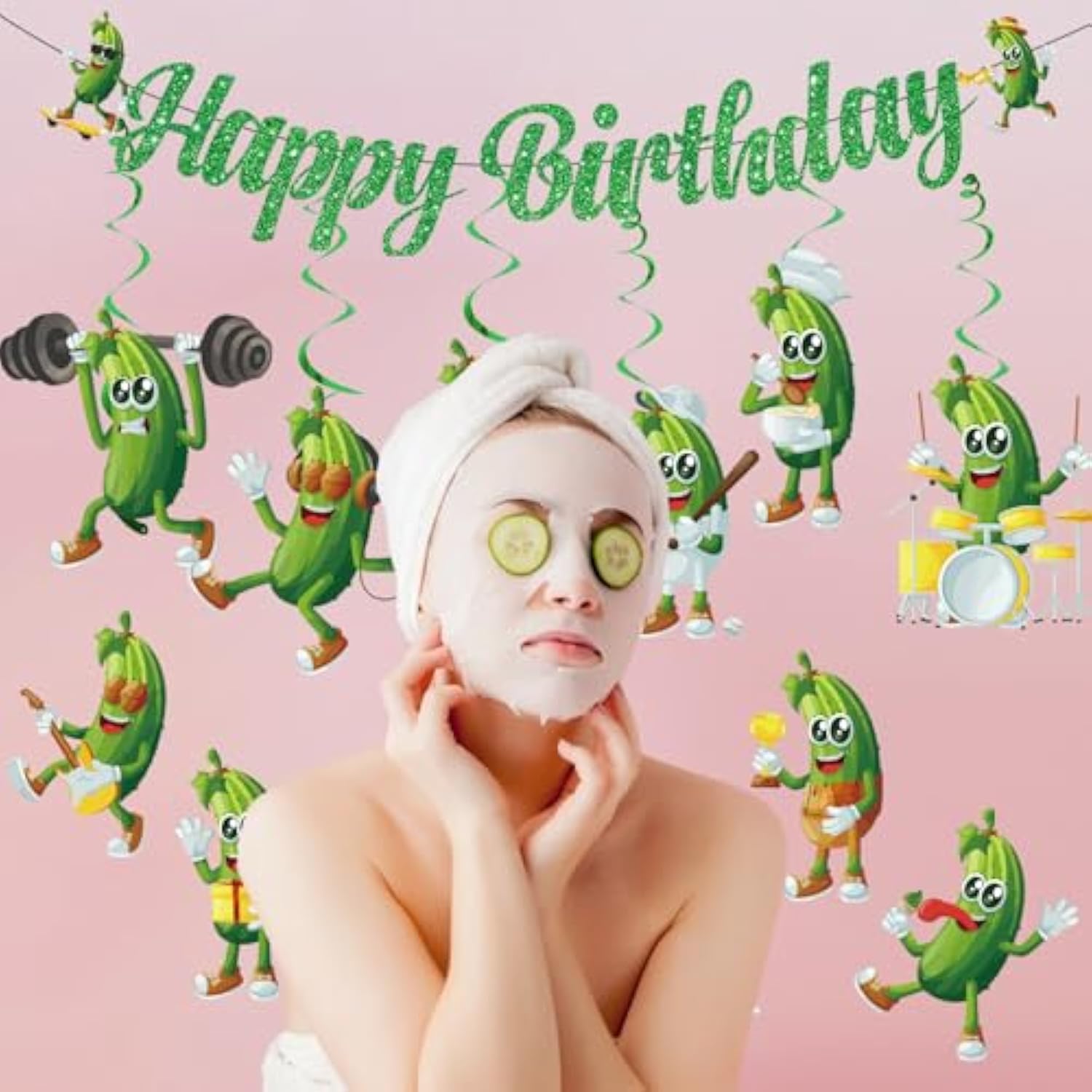 Pickle Happy Birthday Banner, Pickle Party Decorations, Funny Pickle Garland Party Supplies, Cartoon Funny Fruit Cucumber For Pickle Birthday Party