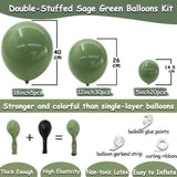 55pcs Double Stuffed Sage Green Balloon Garland Kit for Baby Shower & Parties