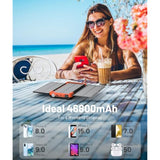 Power Bank Solar Charger 46800Mah Built In 4 Cables 3 Foldable Solar Panels, Pd20W Fast Charging Portable Charger, Led Display Powerbank Usb C In/Output, External Battery Pack With Sos Camping Light