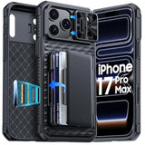 iPhone 17 Pro Max Case Wallet with RFID Blocking and Camera Control Button, Shockproof Rugged Silicone Phone Case, Black