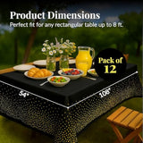 12-Pack Black Gold Dot Disposable Tablecloths 108x54 Inch Waterproof Party